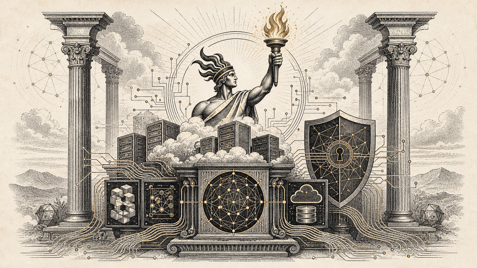 Sistema tecnológico PROMETHEUS con IA, cloud, software y seguridad